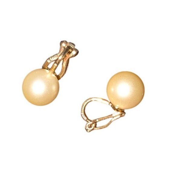 Napier Jewelry - Napier Vintage Faux Pearl Clip-On Earrings Gold Tone